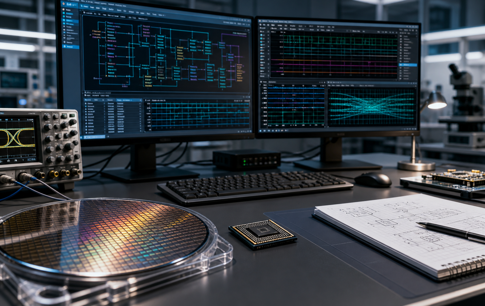 Semiconductor design workstation with wafer and verification displays